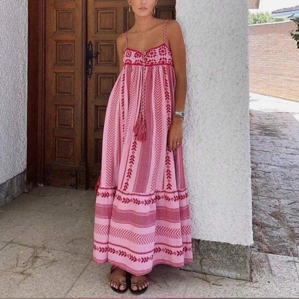 Pink Patterned Maxi Dress